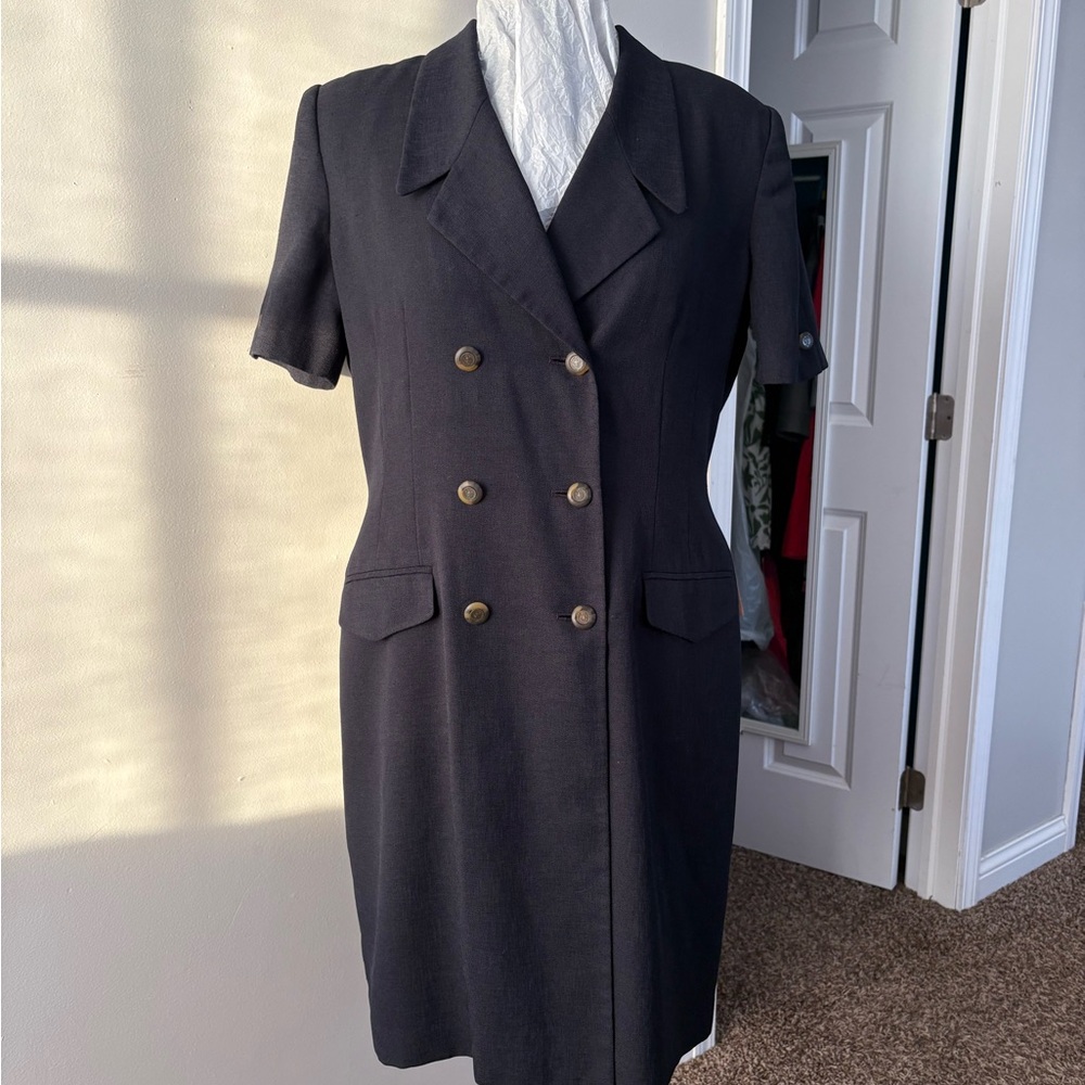 Kasper Vintage Double-breasted Short sleeve Navy  Dress